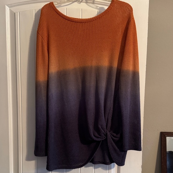 My Story Tops - My Story Orange and Purple Ombre Long Sleeve Top